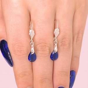 Aros con cubic gota Mini Zafiro Laminado de Plata 925